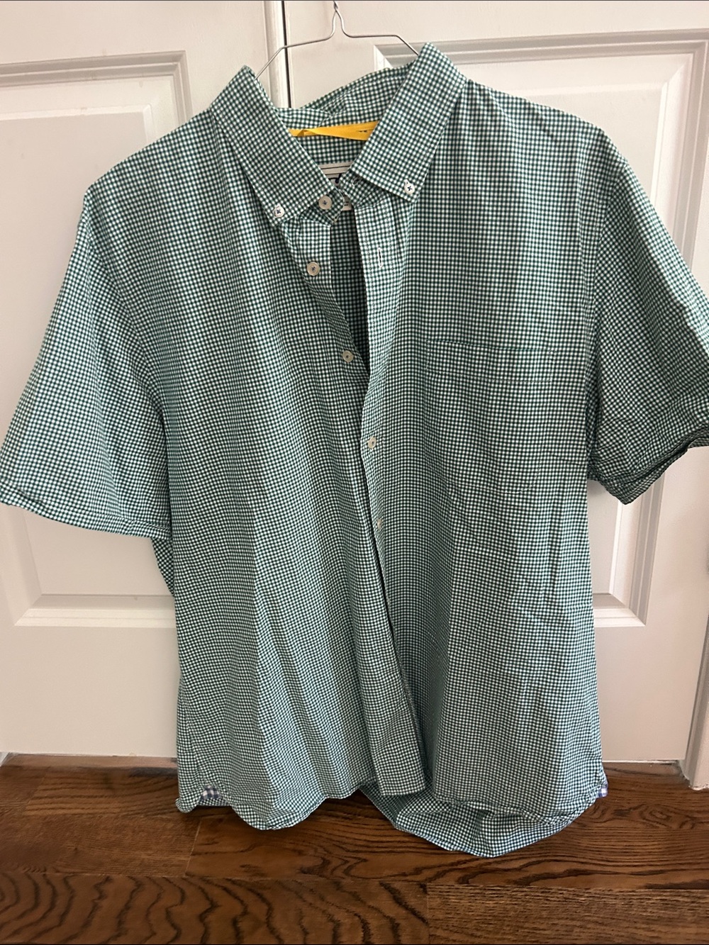 Boden Teal Green Gingham Short Sleeve Button-Down Shirt
